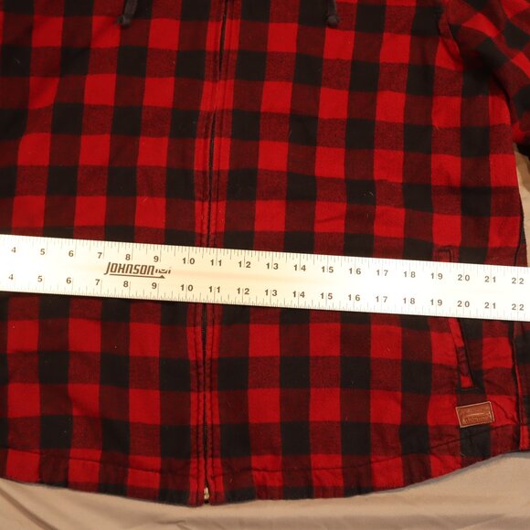 L.L.Bean Men’s Hooded Zip Flannel Jacket – Relaxed Fit – Red/Black Buffalo Check - Picture 4 of 10